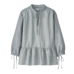 JW Anderson X Uniqlo Blue & White Stripe Long Linen-Cotton Sleeve Top - Size M